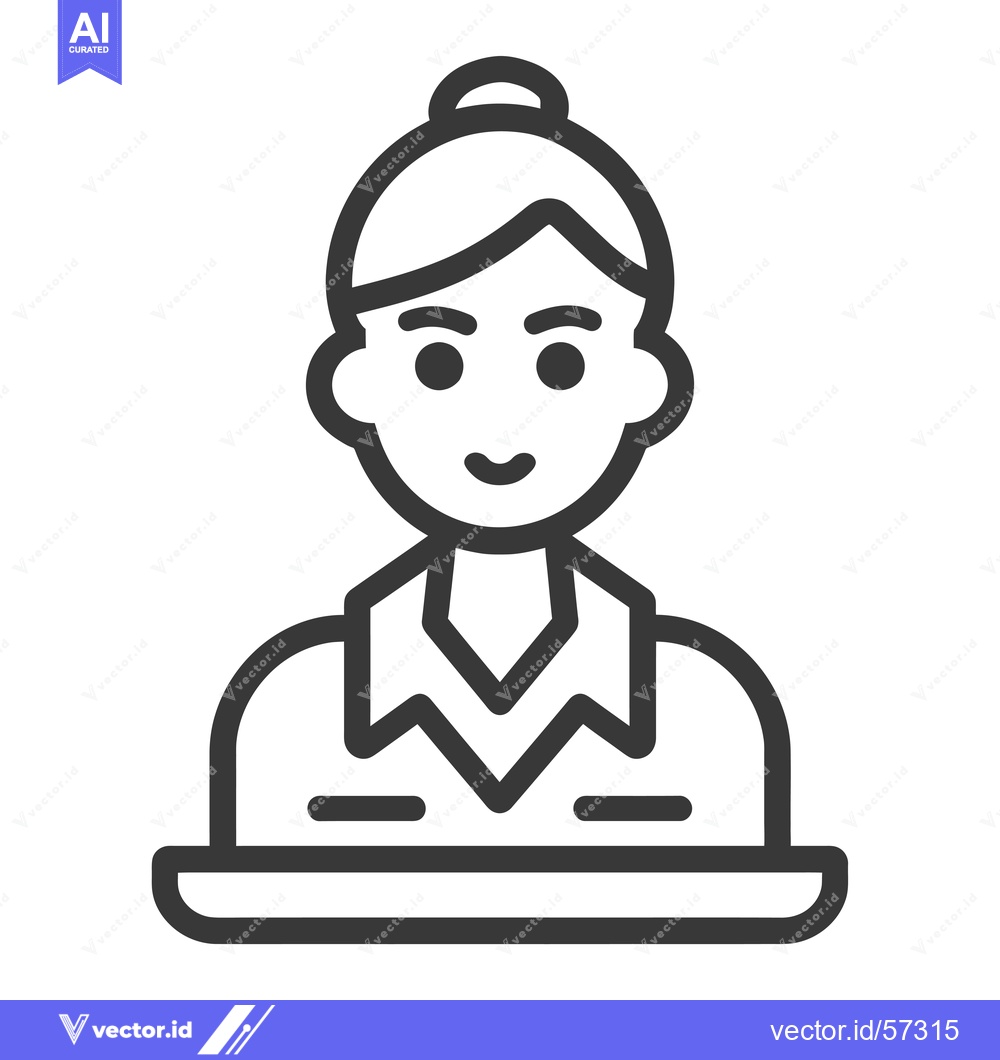 Premium Vector dari Line drawing of a woman wearing a collared shirt