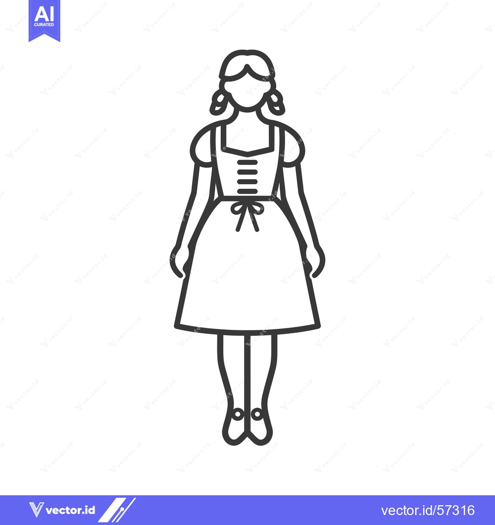 Premium Vector of Line drawing of a woman wearing a dirndl