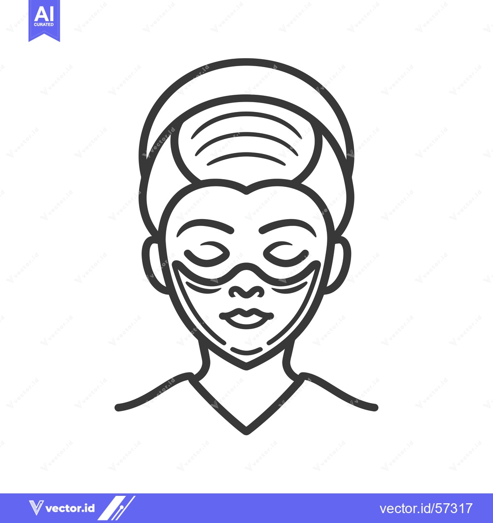 Premium Vector dari Line Drawing of a Woman Wearing a Face Mask