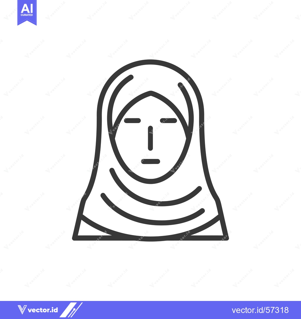 Premium Vector of Line drawing of a woman wearing a headscarf