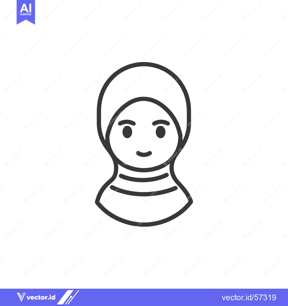Premium Vector dari Line Drawing of a Woman Wearing a Headscarf