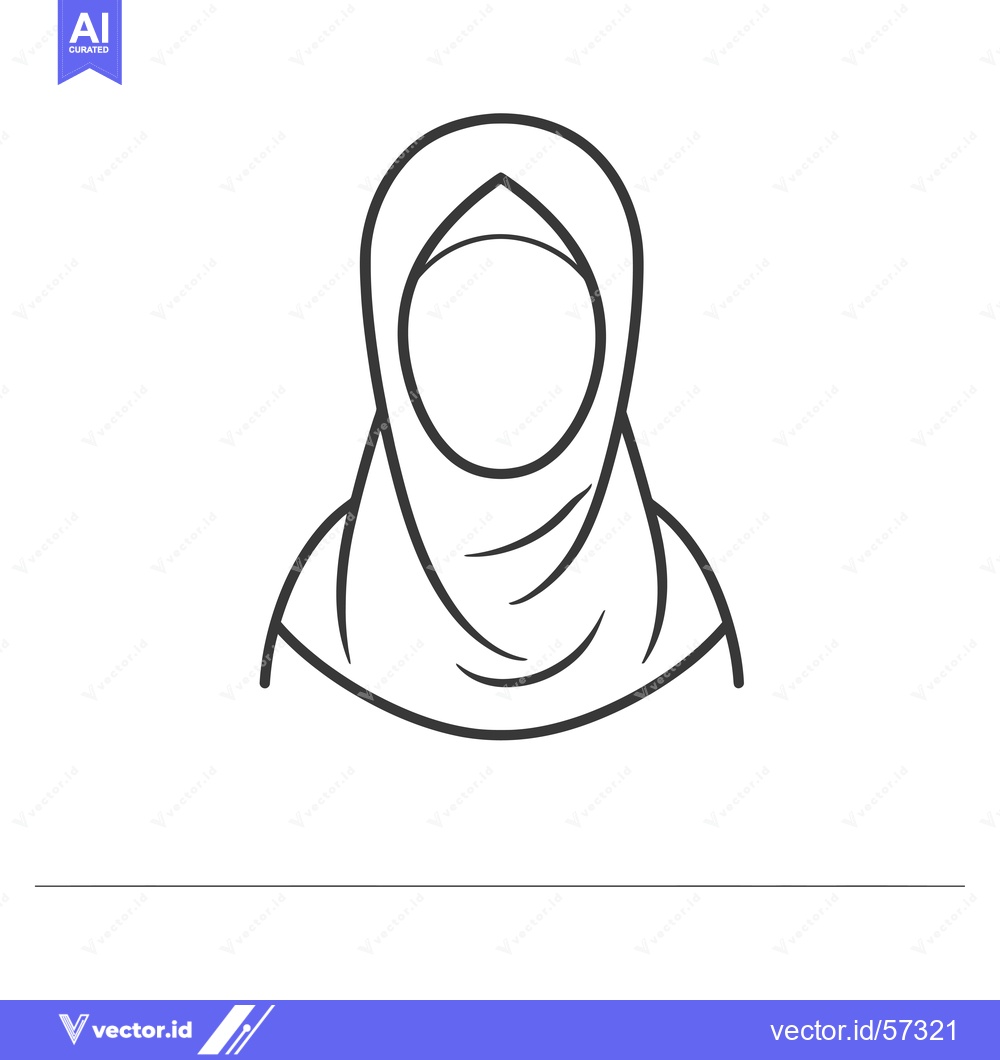 Premium Vector of Line Drawing of a Woman Wearing a Headscarf