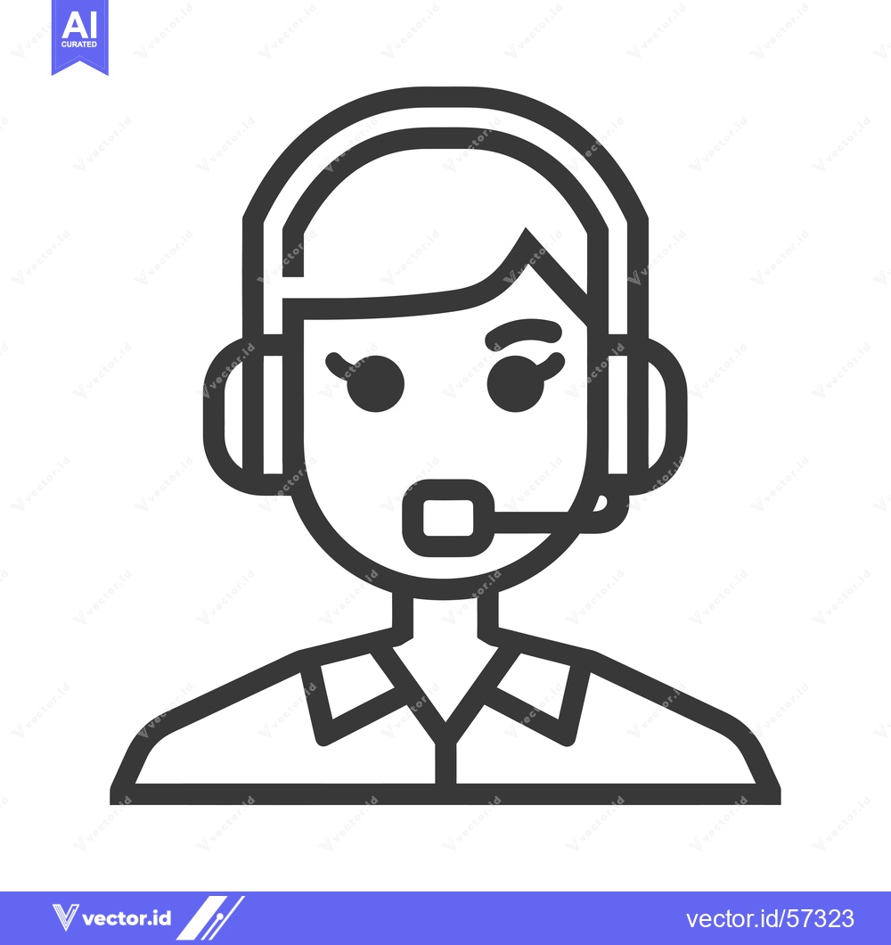 Premium Vector of Line drawing of a woman wearing a headset and a collared shirt