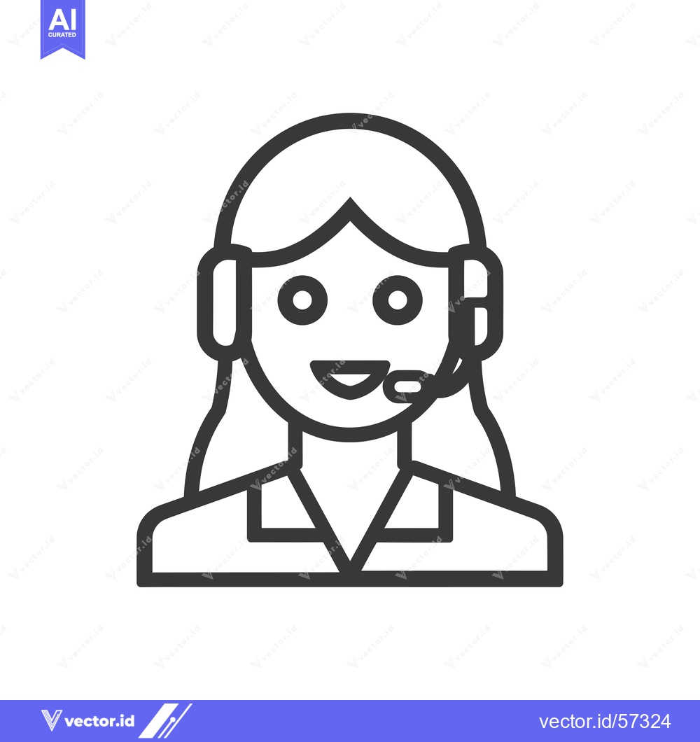 Premium Vector dari Line drawing of a woman wearing a headset and smiling