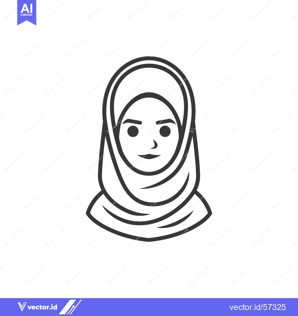 Premium Vector of Line Drawing of a Woman Wearing a Hijab