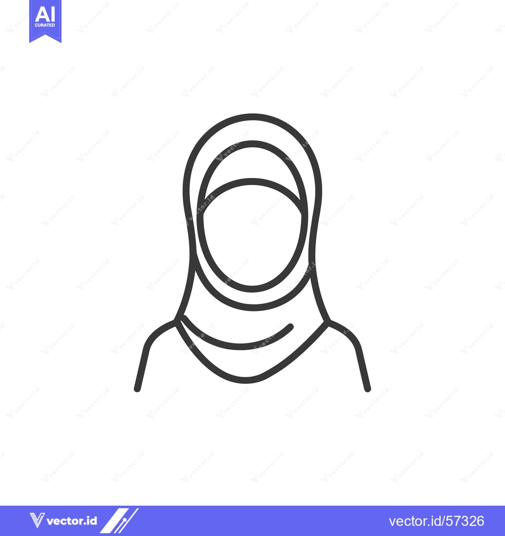 Premium Vector dari Line Drawing of a Woman Wearing a Hijab