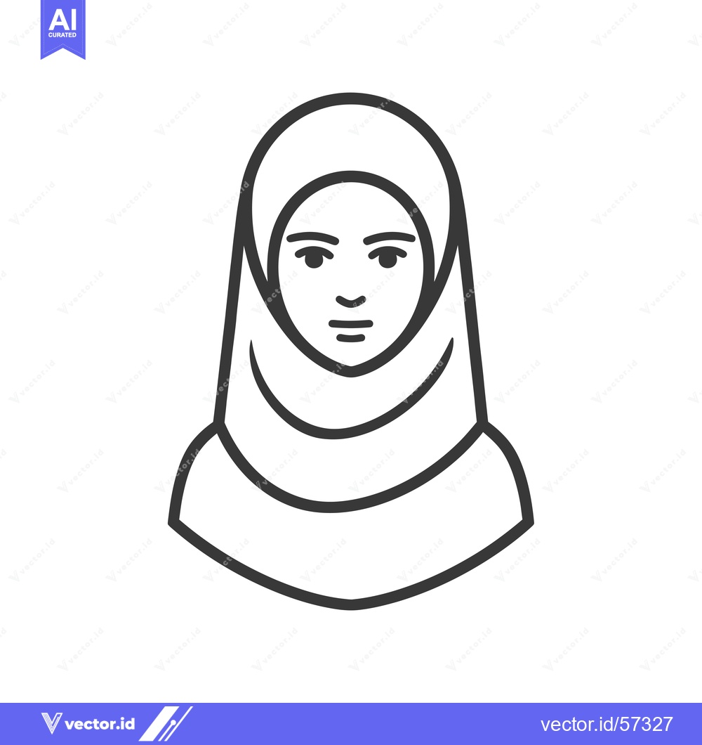 Premium Vector of Line Drawing of a Woman Wearing a Hijab