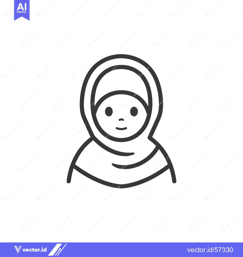 Premium Vector dari Line drawing of a woman wearing a hijab