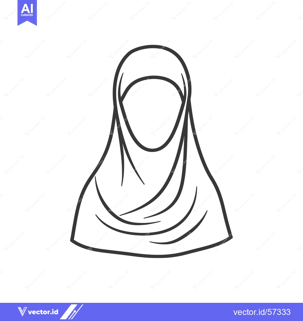 Premium Vector of Line Drawing of a Woman Wearing a Hijab