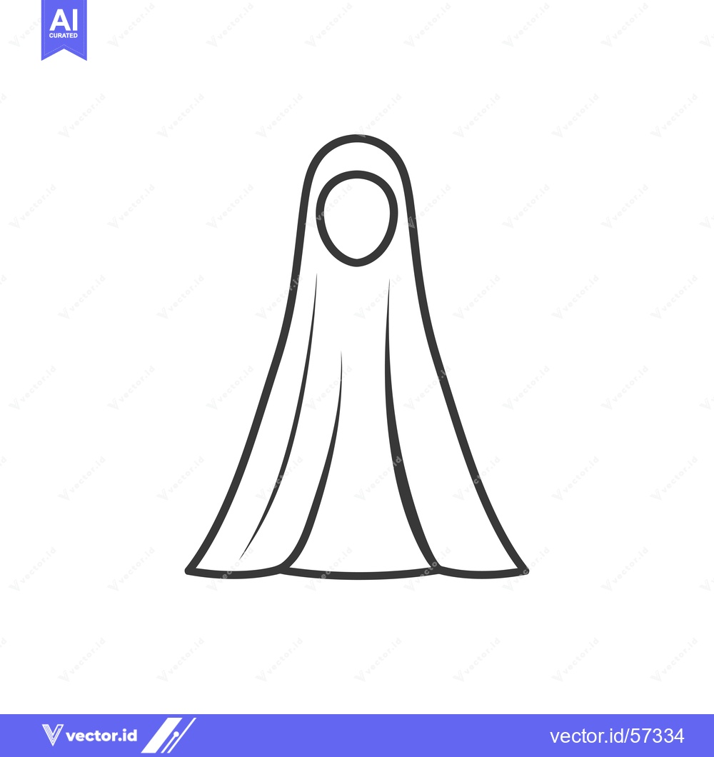 Premium Vector dari Line drawing of a woman wearing a hijab