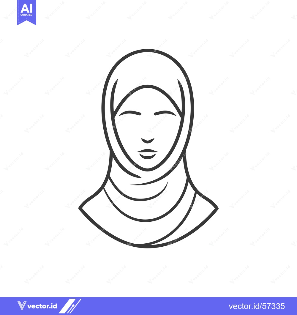Premium Vector dari Line Drawing of a Woman Wearing a Hijab