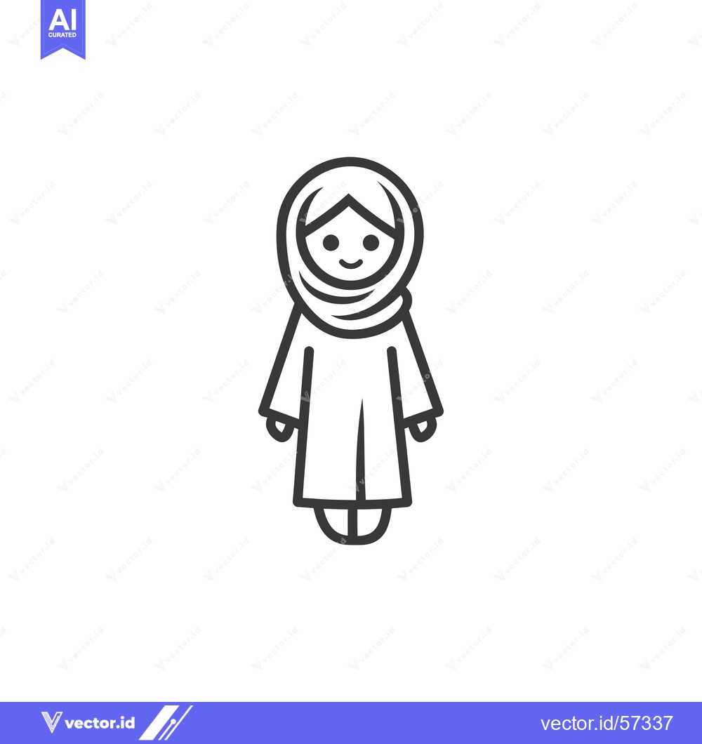 Premium Vector dari Line drawing of a woman wearing a hijab
