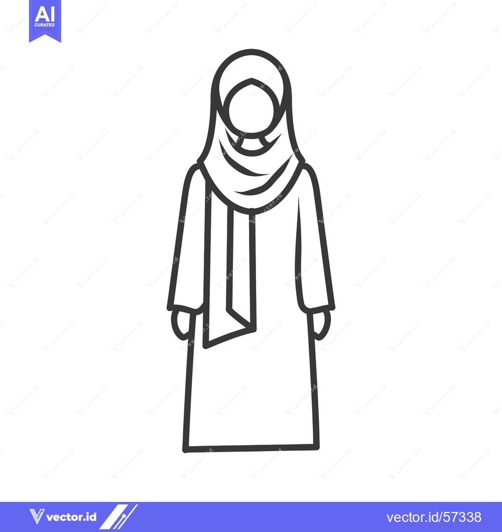 Premium Vector of Line drawing of a woman wearing a hijab