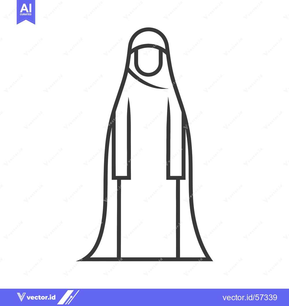 Premium Vector of Line Drawing of a Woman Wearing a Hijab
