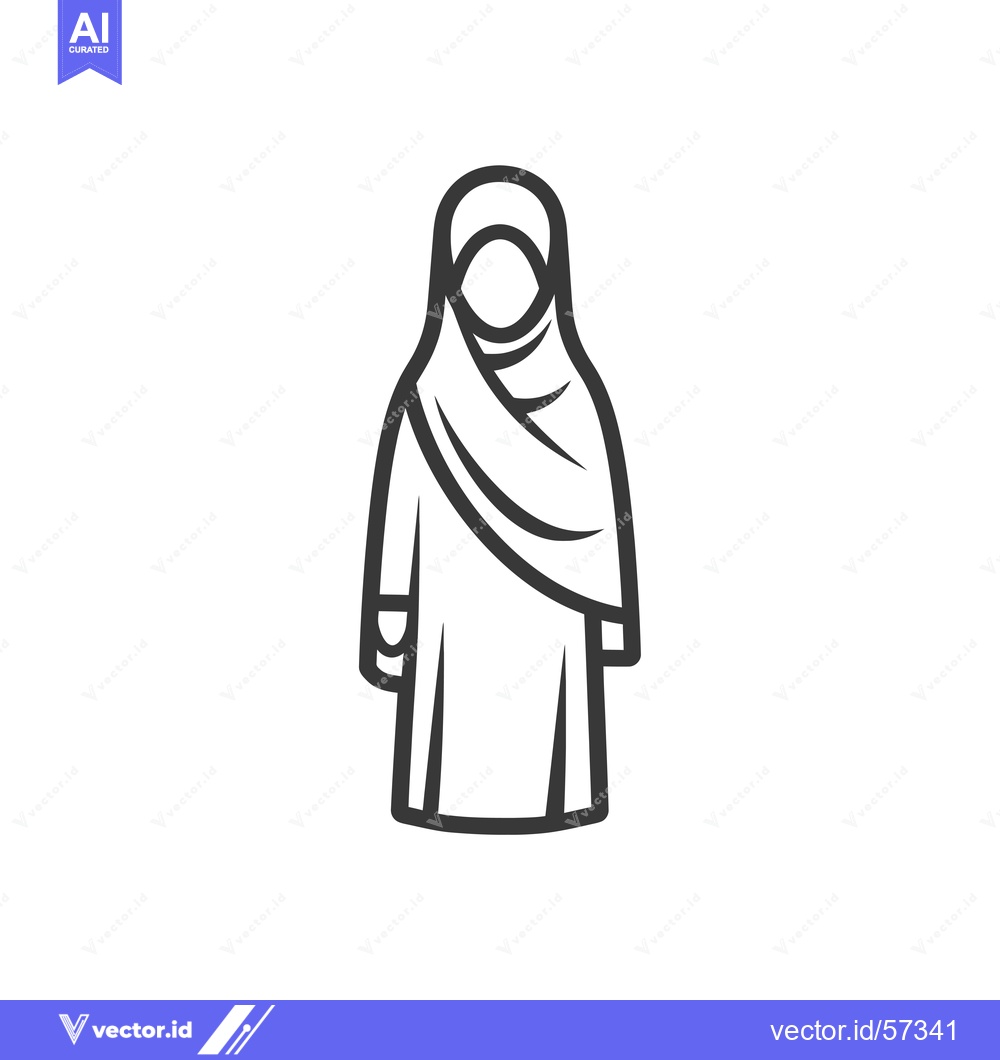 Premium Vector dari Line Drawing of a Woman Wearing a Hijab