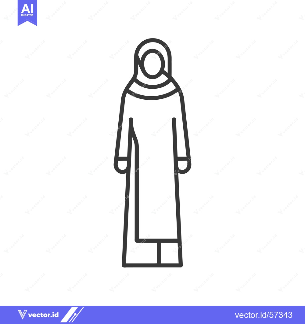 Premium Vector dari Line drawing of a woman wearing a hijab and abaya