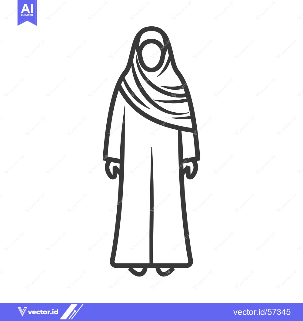 Premium Vector of Line drawing of a woman wearing a hijab and abaya