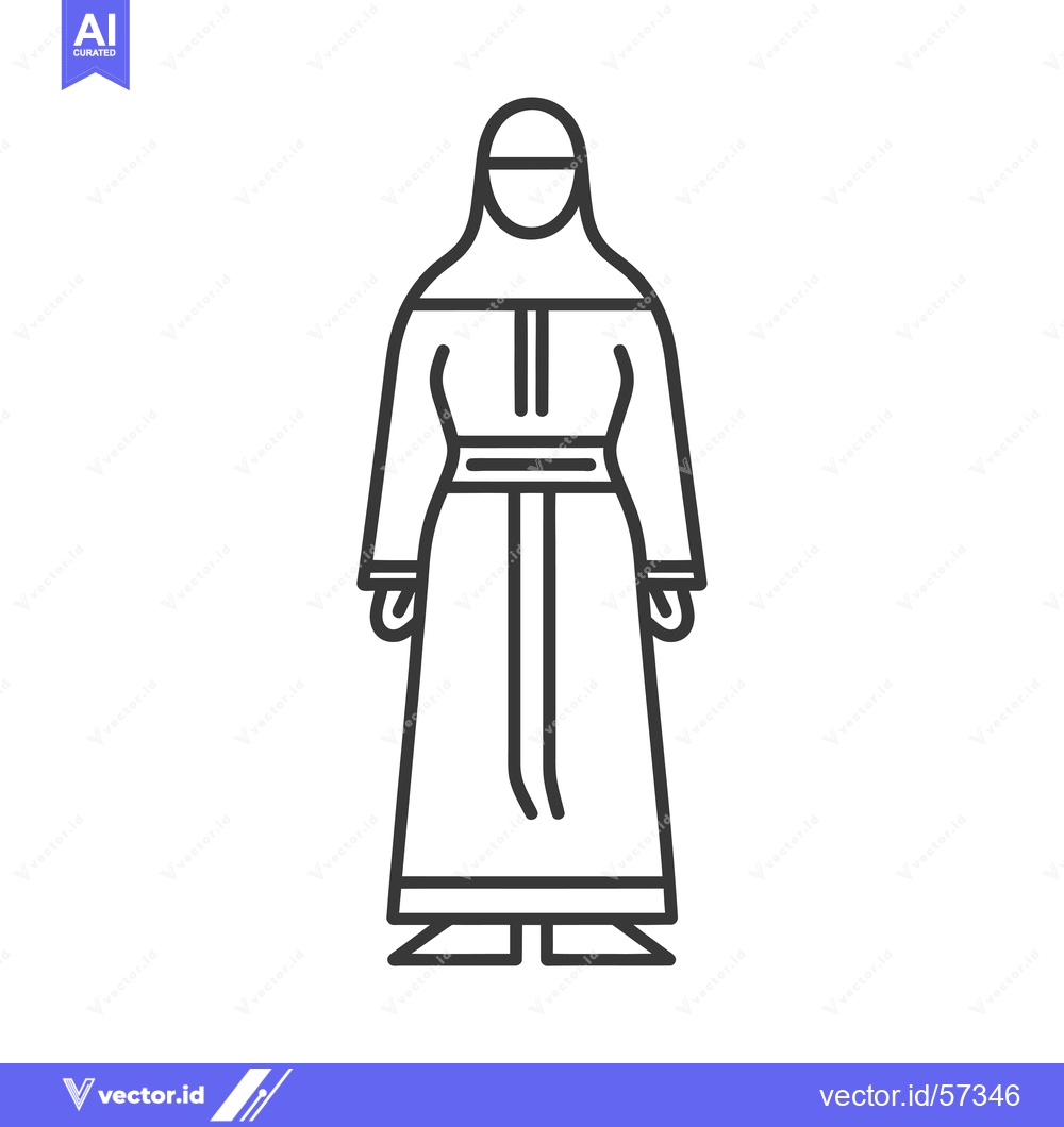 Premium Vector dari Line drawing of a woman wearing a hijab and abaya