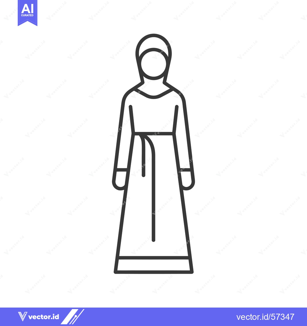 Premium Vector of Line drawing of a woman wearing a hijab and long dress
