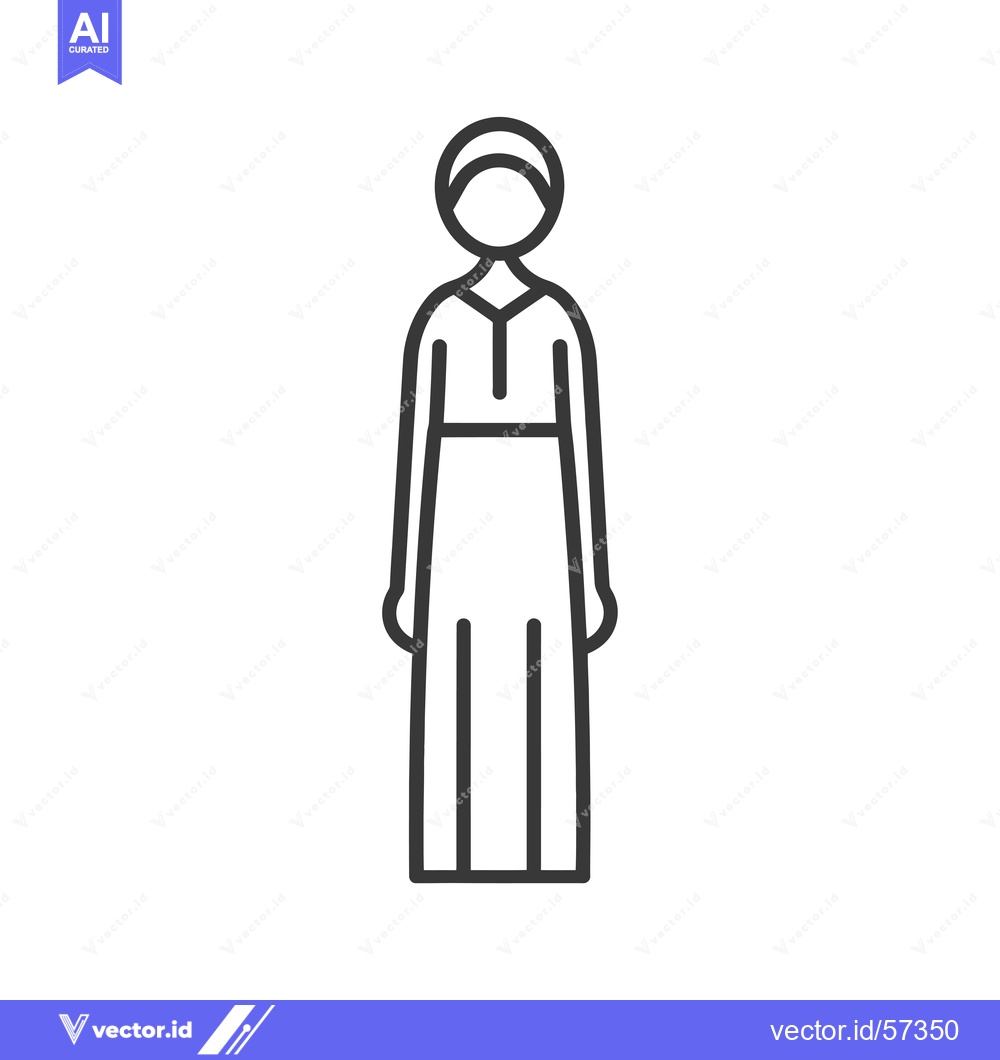 Premium Vector dari Line Drawing of a Woman Wearing a Long Dress and Headscarf