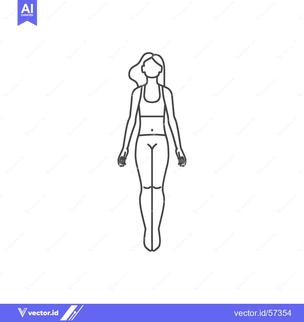 Premium Vector dari Line drawing of a woman wearing a sports bra and shorts