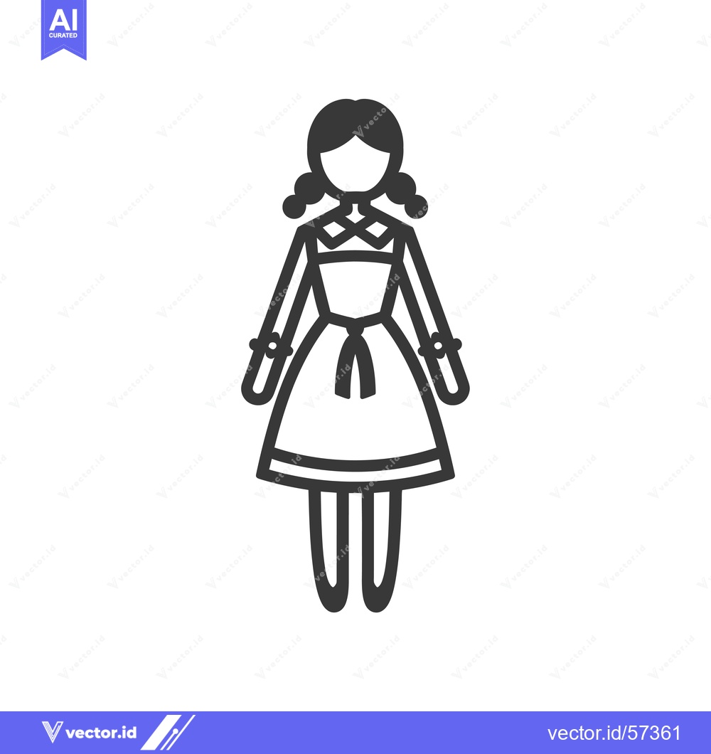 Premium Vector dari Line drawing of a woman wearing a traditional German dirndl dress