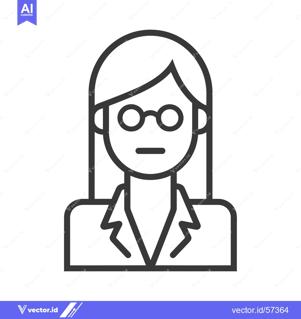 Premium Vector dari Line drawing of a woman wearing glasses and a collared shirt