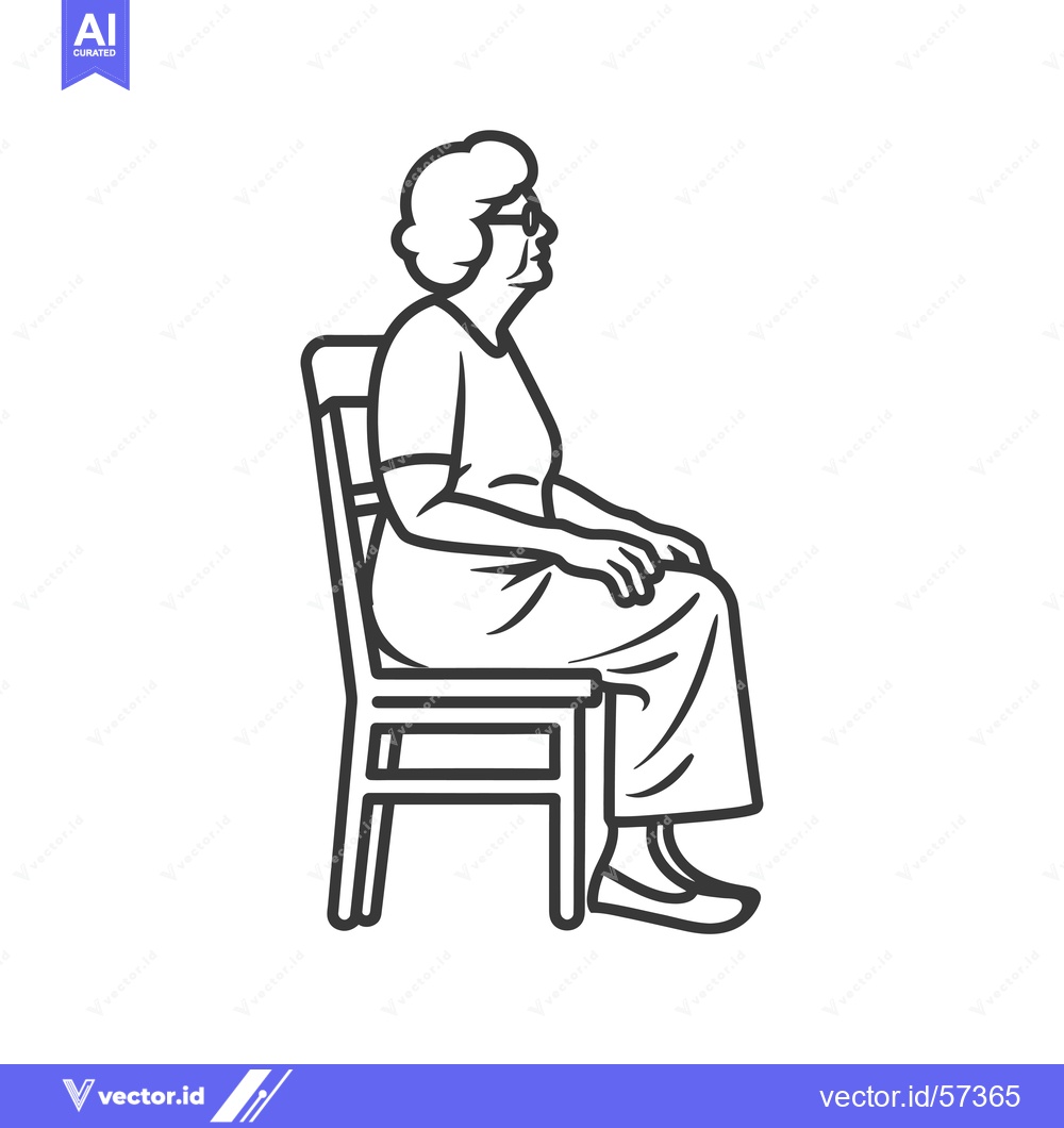 Premium Vector dari Line drawing of a woman wearing glasses sitting on a chair