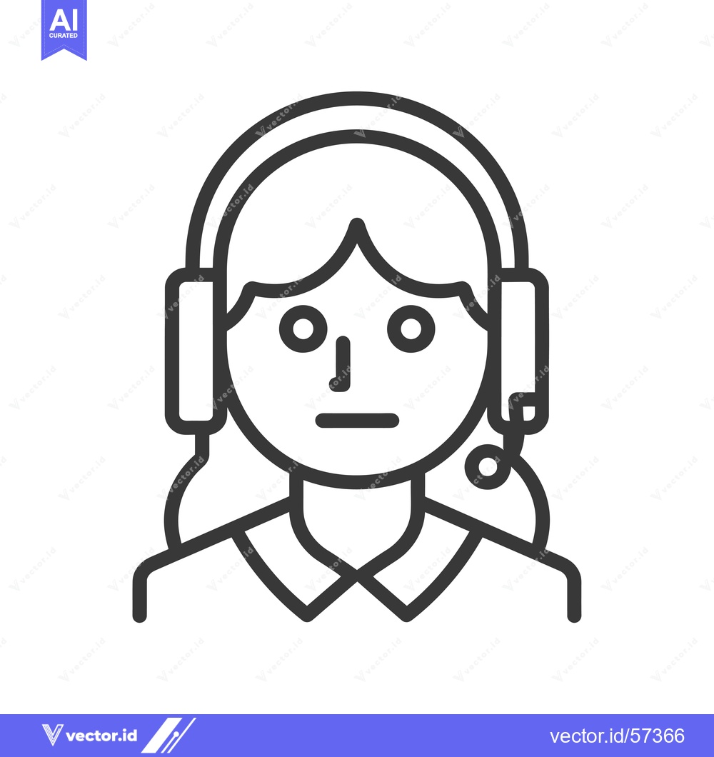 Premium Vector dari Line Drawing of a Woman Wearing Headphones with a Microphone