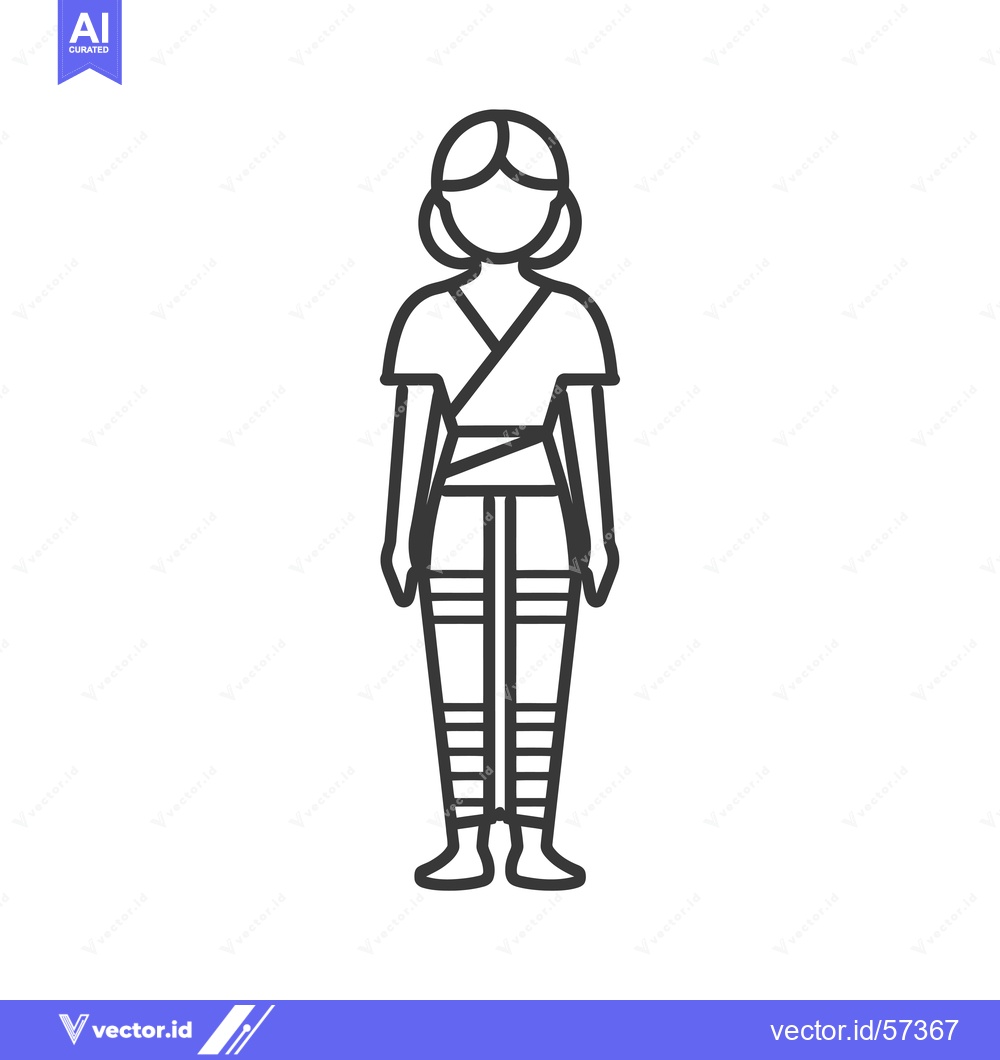 Premium Vector of Line drawing of a woman wearing traditional Thai clothing