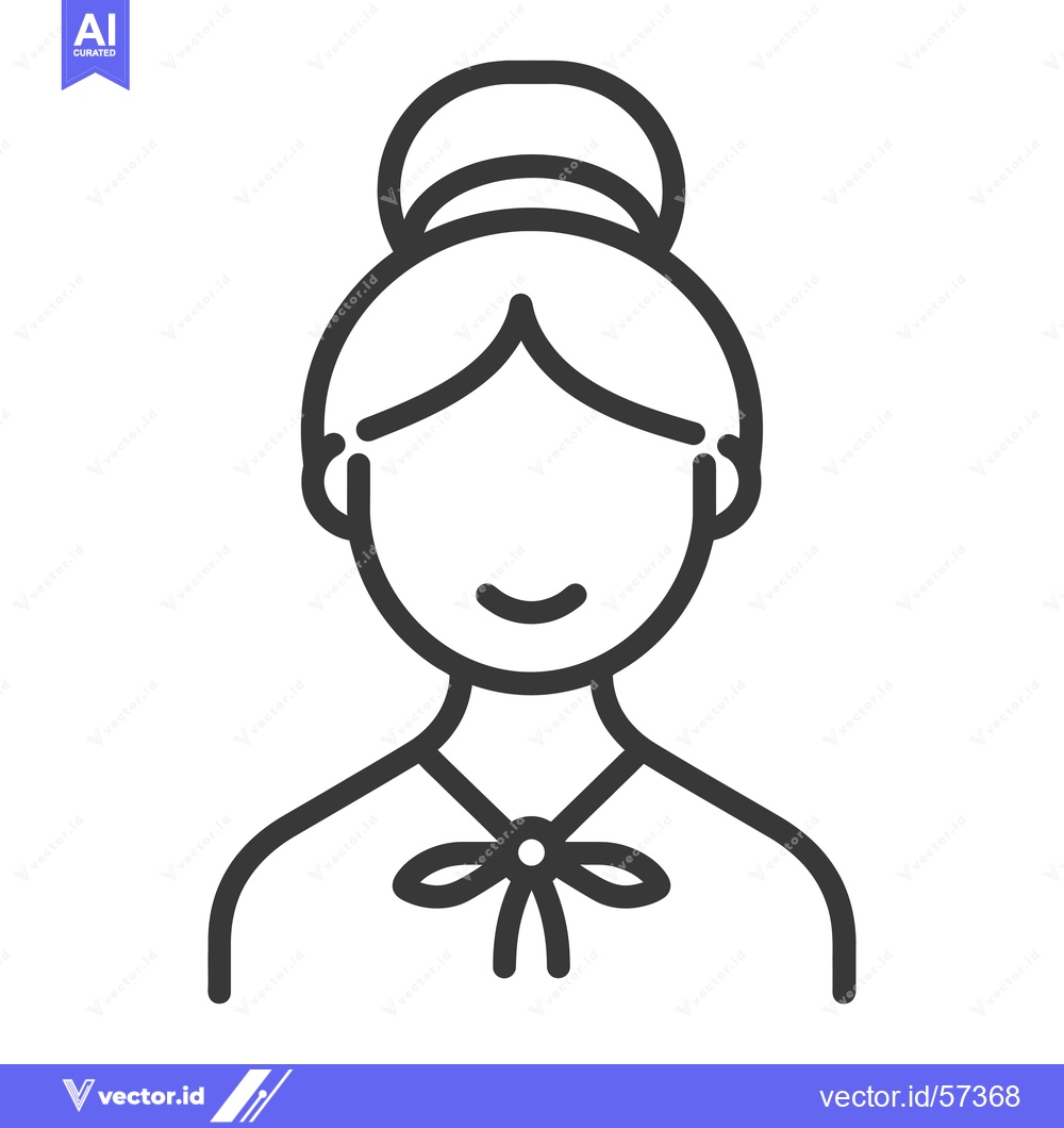 Premium Vector dari Line drawing of a woman with a bun and a bow