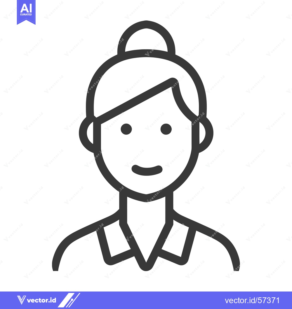 Premium Vector of Line drawing of a woman with a bun hairstyle