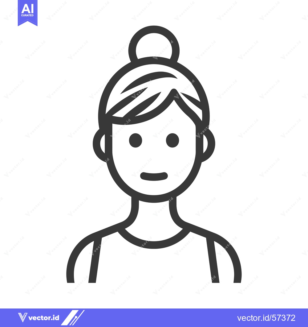 Premium Vector dari Line drawing of a woman with a bun hairstyle and a smile
