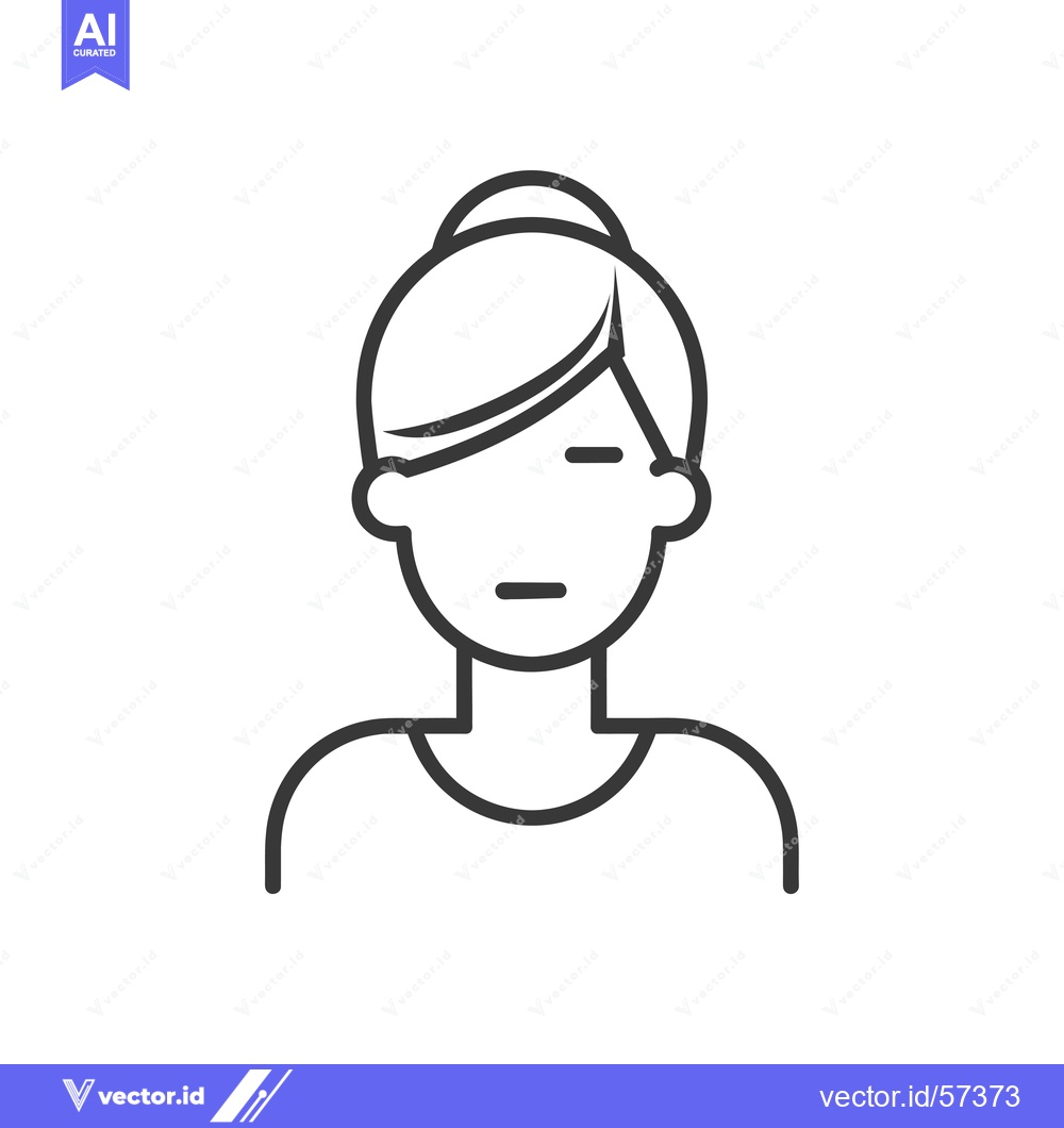 Premium Vector of Line Drawing of a Woman with a Bun in her Hair