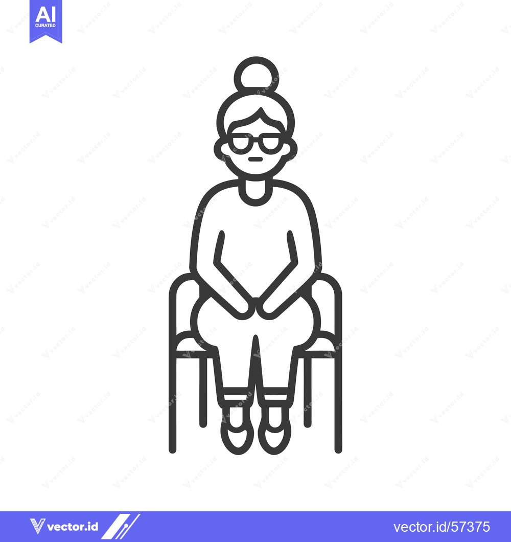 Premium Vector of Line drawing of a woman with a bun sitting on a chair
