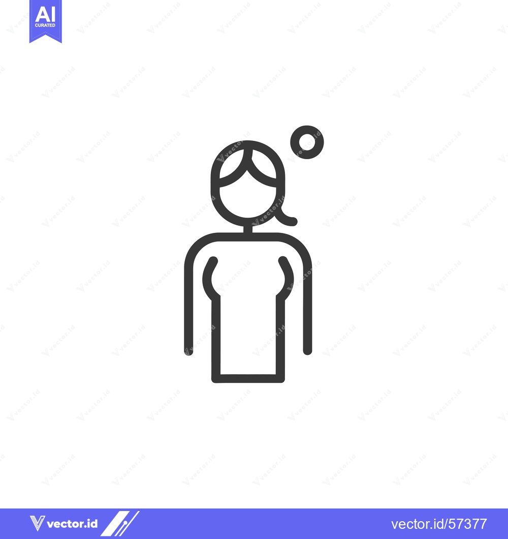 Premium Vector dari Line drawing of a woman with a dot above her head