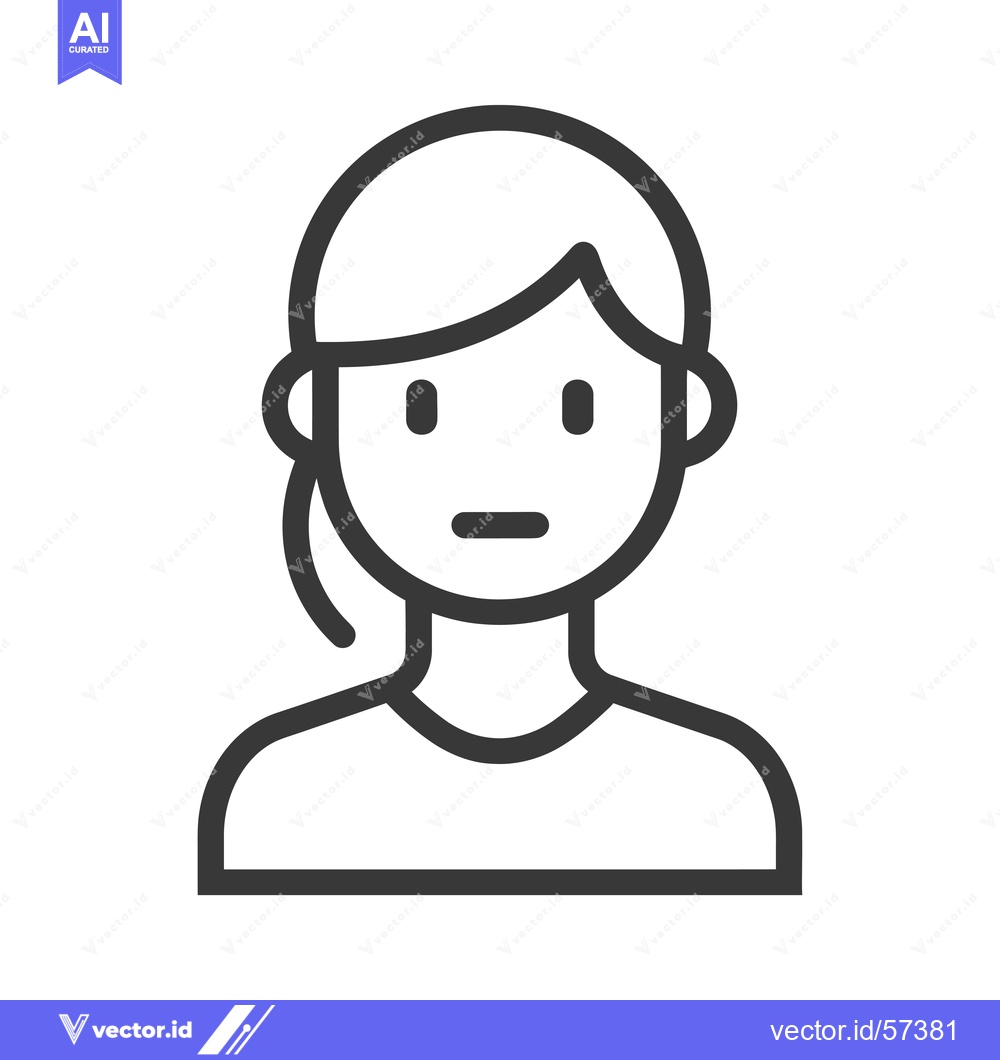 Premium Vector of Line drawing of a woman with a straight mouth
