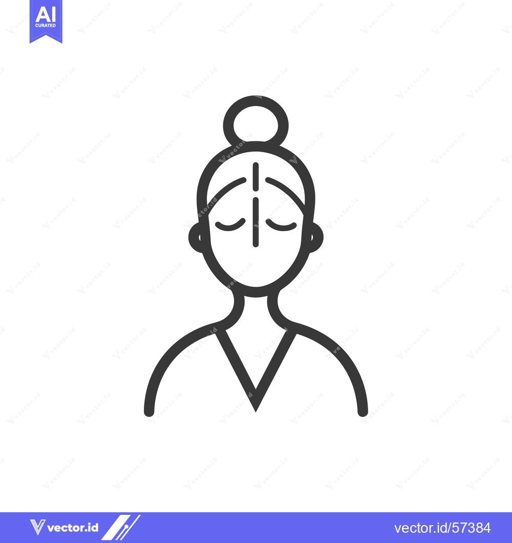 Premium Vector of Line drawing of a woman with eyes closed and hair in a bun