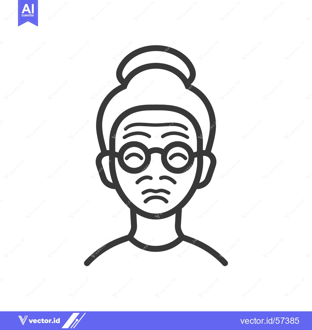 Premium Vector of Line drawing of a woman with glasses and a bun