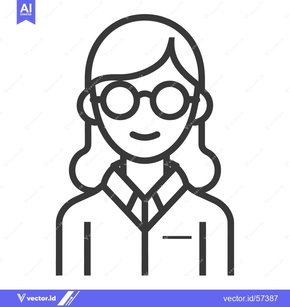 Premium Vector of Line Drawing of a Woman with Glasses and a Collar