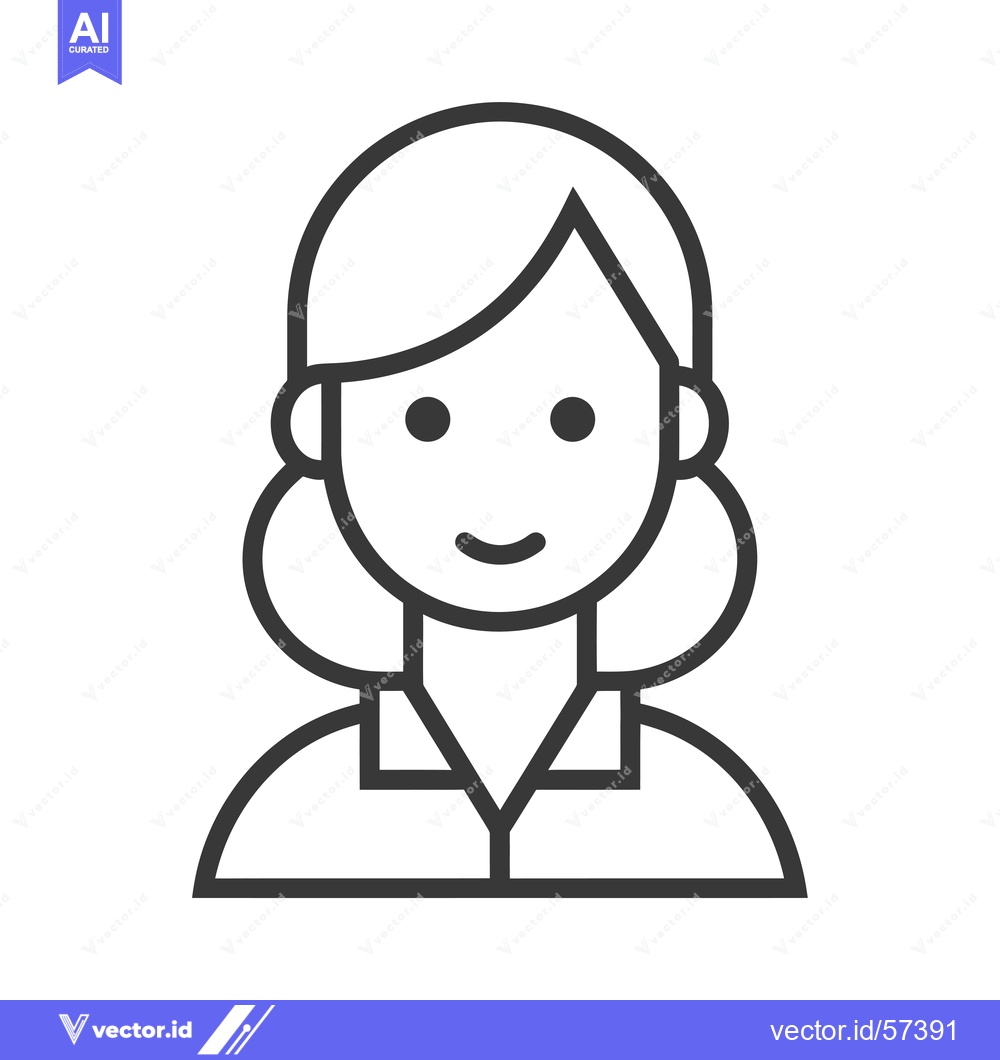 Premium Vector of Line Drawing of a Woman with Short Hair Wearing a Collared Shirt