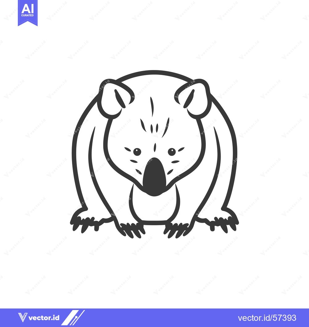 Premium Vector dari Line drawing of a wombat facing forward