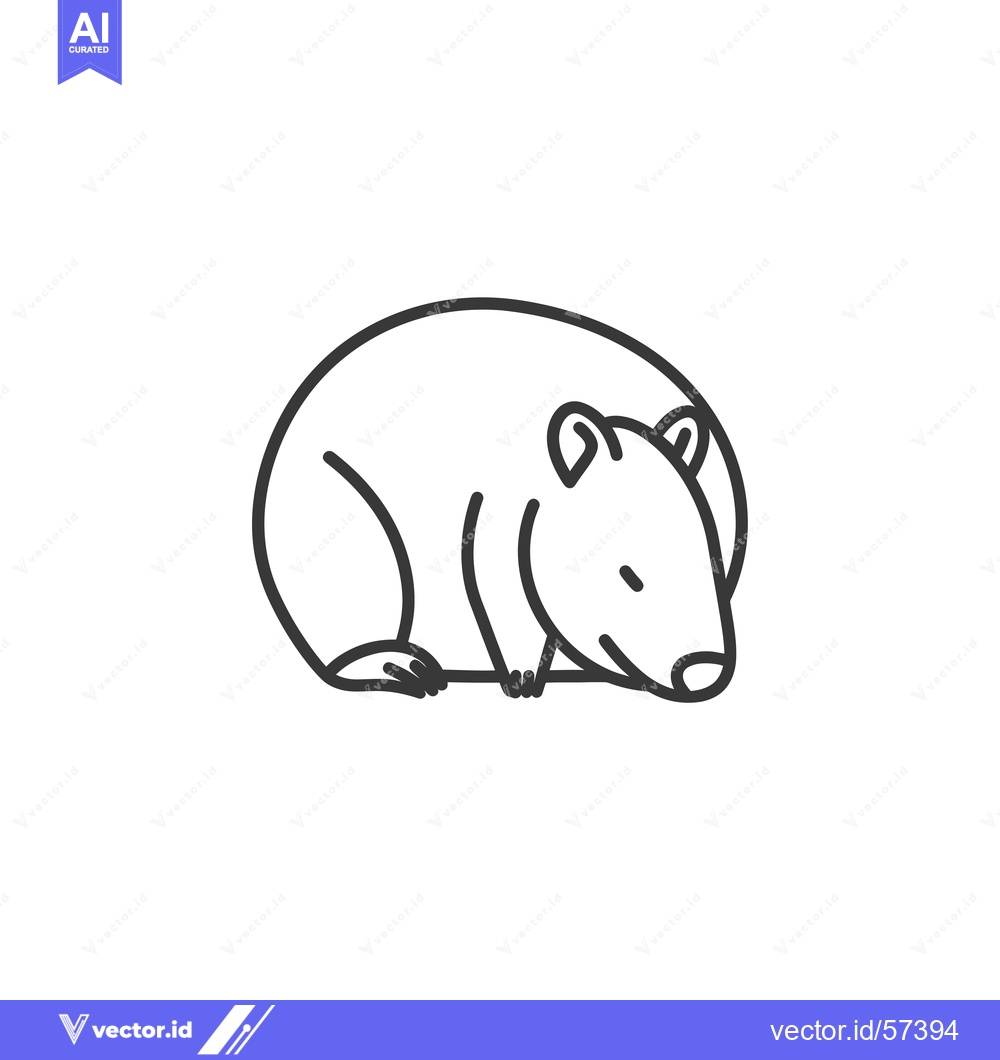 Premium Vector dari Line Drawing of a Wombat Sitting on its Haunches