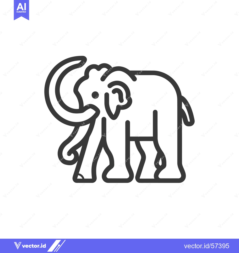 Premium Vector dari Line drawing of a woolly mammoth with tusks
