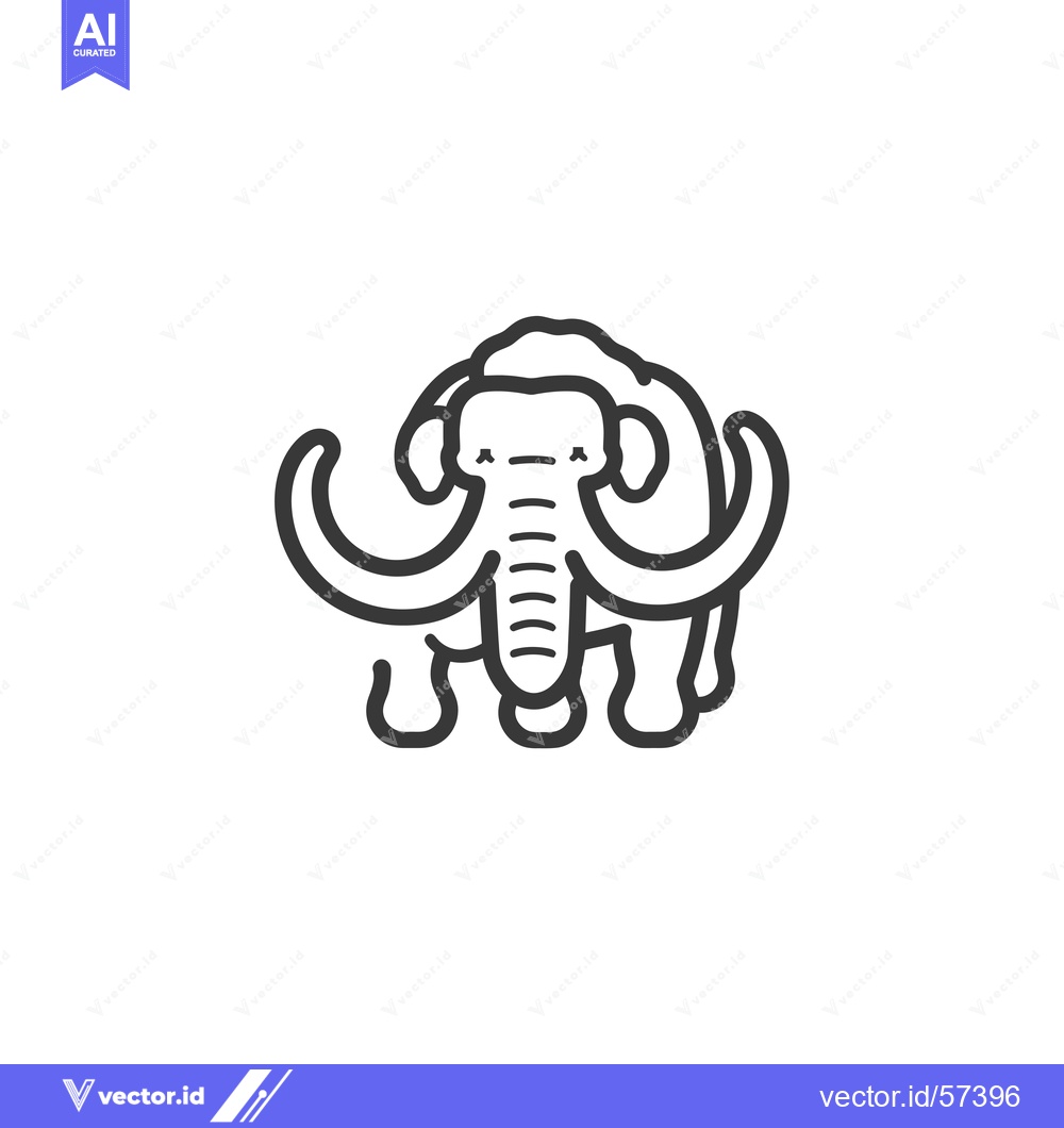 Premium Vector dari Line Drawing of a Woolly Mammoth with Tusks