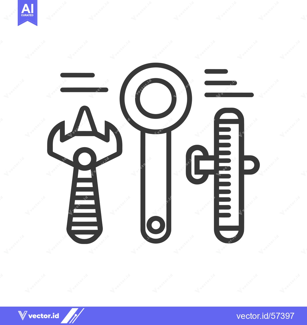 Premium Vector dari Line Drawing of a Wrench, Caliper, and Ruler