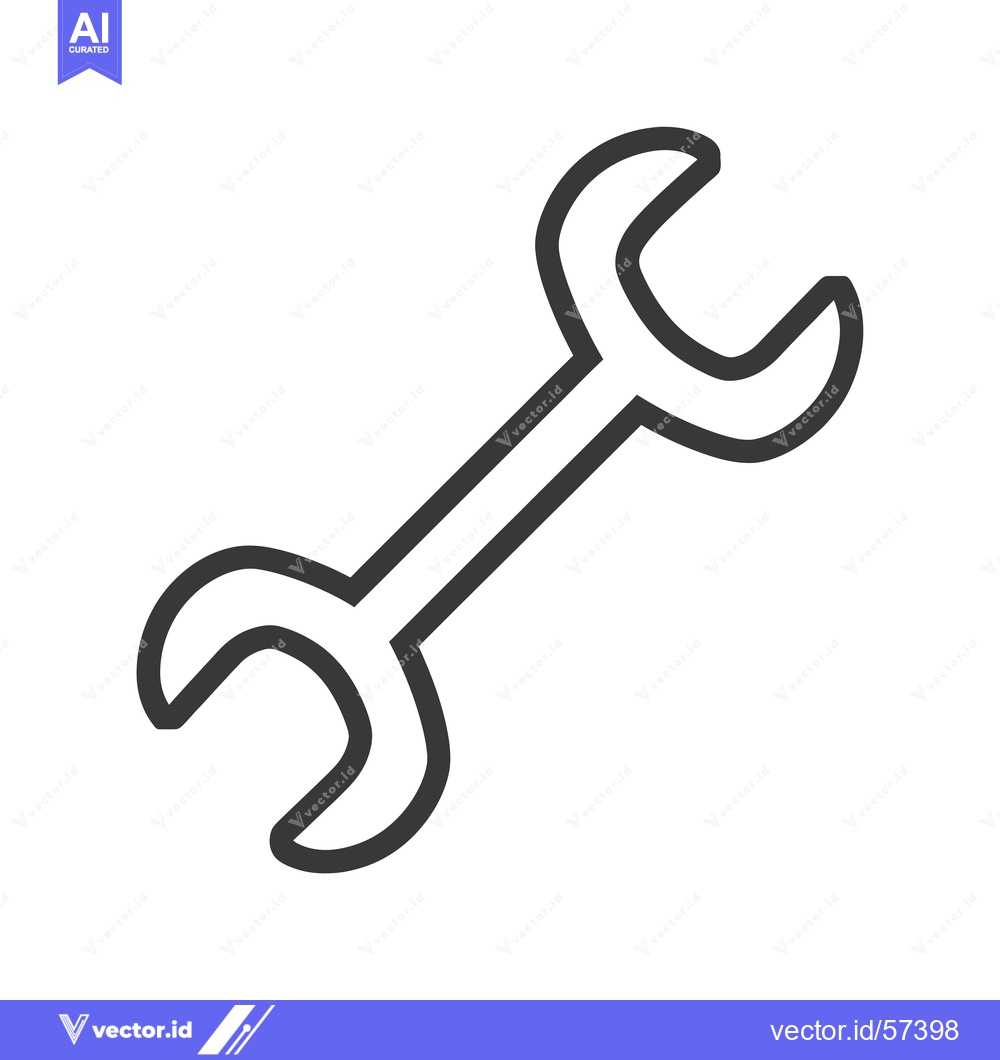 Premium Vector of Line Drawing of a Wrench Tool