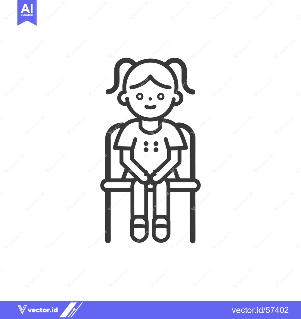 Premium Vector dari Line drawing of a young girl sitting on a chair