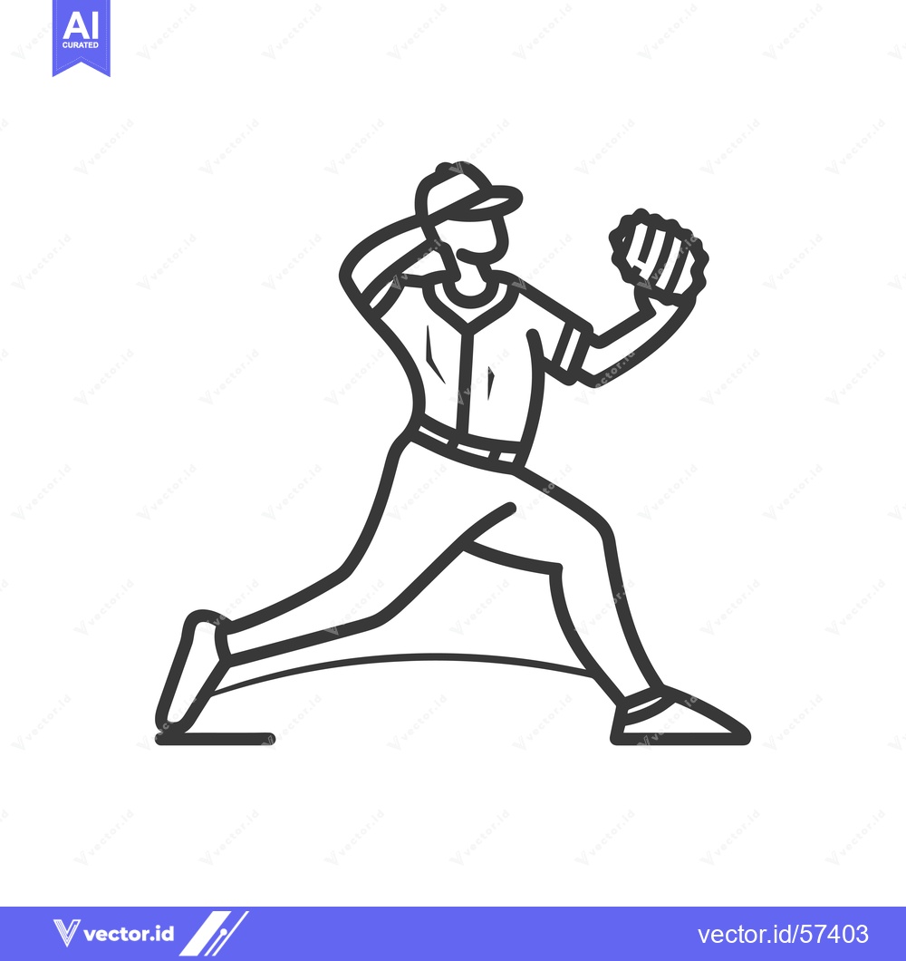 Premium Vector of Line Drawing of Baseball Pitcher Throwing a Ball