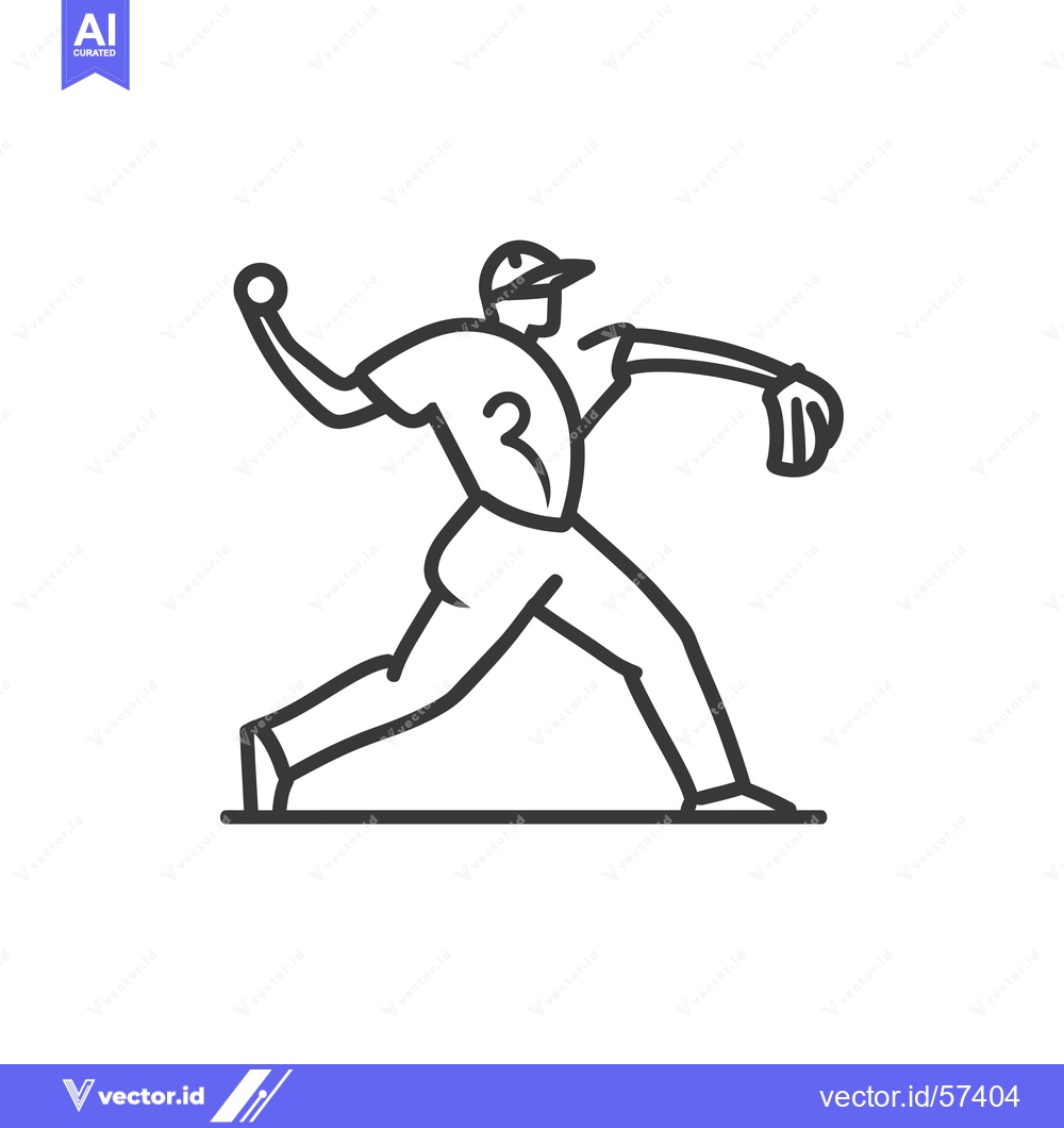 Premium Vector dari Line Drawing of Baseball Pitcher Throwing the Ball